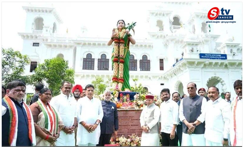 అసెంబ్లీలో కొలువుదీరిన 'తెలంగాణ తల్లి': విగ్రహాన్ని ఆవిష్కరించిన గవర్నర్ శివ ప్రతాప్ శుక్లా